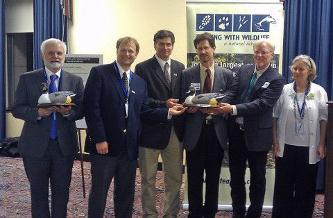 Bill Reeves, (far left) received the Teaming With Wildlife Award for Partnerships in a ceremony in Washington, D.C. Also pictured are Dr. Stephen Spear (Orianne Society), Dr. Brian Miller (MTSU), Dr. Michael Freake (Lee University), Dale McGinnity (Nashville Zoo), and Naomi Edelson (National Wildlife Federation Director of State and Federal Partnerships).