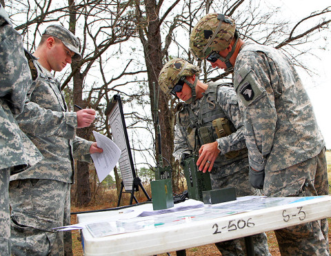 U.S. Army Fire Support specialists from the 4th Brigade Combat Team, 101st Airborne Division, get taught how to use an 1523E radio on Feb. 12th, 2013 during a Fire Support certification class at Fort Campbell, KY. (U.S. Army photo by Spc. Justin A. Moeller, 4th Brigade Combat Team Public Affairs) U.S. Army Fire Support specialists from the 4th Brigade Combat Team, 101st Airborne Division, get taught how to use an 1523E radio on Feb. 12th, 2013 during a Fire Support certification class at Fort Campbell, KY. (U.S. Army photo by Spc. Justin A. Moeller, 4th Brigade Combat Team Public Affairs)