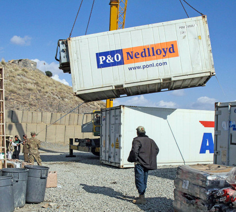 Soldiers assigned to Company D, 3rd Battalion, 187th Infantry Regiment, 3rd Brigade Combat Team “Rakkasans,” 101st Airborne Division (Air Assault), with the help of local nationals, move equipment and supplies to prepare for the closing of Combat Outpost Tera Zeyi, Afghanistan, Feb. 21, 2013. (U.S. Army photo by Spc. Brian Smith-Dutton, TF 3/101 Public Affairs)