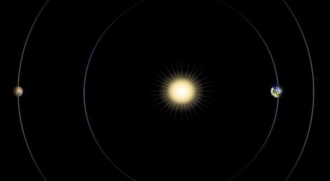 This diagram illustrates the positions of Mars, Earth and the sun during a period that occurs approximately every 26 months, when Mars passes almost directly behind the sun from Earth's perspective. (Image credit: NASA/JPL-Caltech)