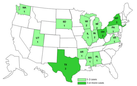 Persons infected with the outbreak strain of E. coli O121, by state