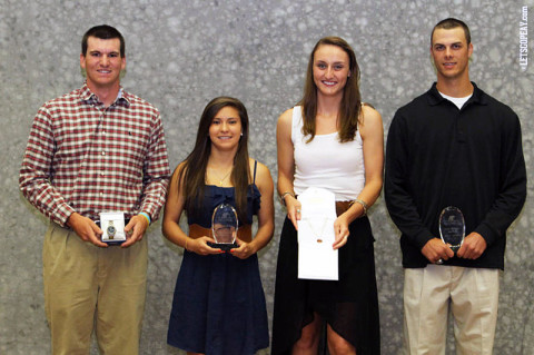 (L to R) Reed Harper, Tatiana Ariza, Nikki Doyle, and Tyler Rogers. (Courtesy: Brittney Sparn/APSU Sports Information)