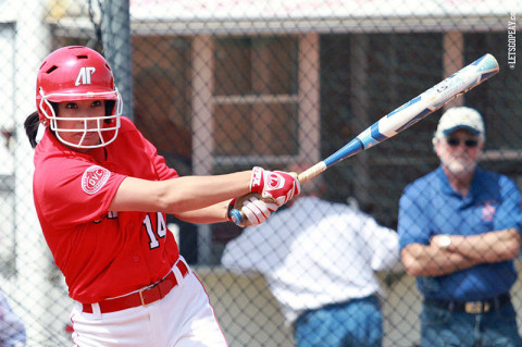 APSU's Lauren de Castro helps rally the Lady Govs with a Grand Slam in Game 1. APSU Softball. (Courtesy: Brittney Sparn/APSU Sports Information) APSU's Lauren de Castro helps rally the Lady Govs with a Grand Slam in Game 1. APSU Softball. (Courtesy: Brittney Sparn/APSU Sports Information)