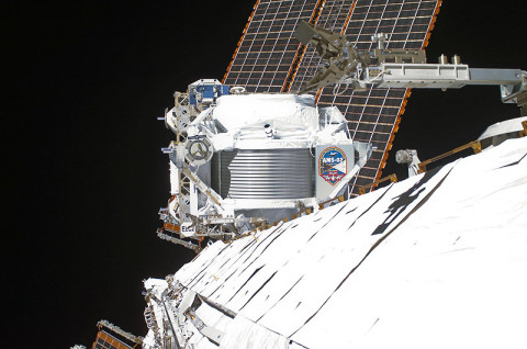 The Alpha Magnetic Spectrometer mounted outside the International Space Station.