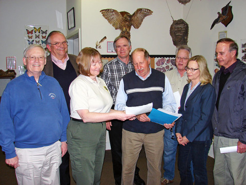 Dudley Griffin, Alan Groves, Kenny Hogan of the Jaycees Foundation Board; Jerry Clark, FODC; Amy Wallace, DCSNA Staff; Lionel Senseney, President FODC; Dr. Sally Schiller – FODC; and Ron Hunter, FODC.