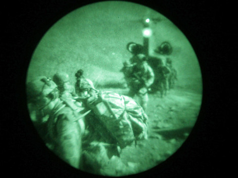 U.S. Army Soldiers assigned to Troop B, 1st Squadron, 33rd Cavalry Regiment, 3rd Brigade Combat Team “Rakkasans,” 101st Airborne Division (Air Assault), tactically exit a CH-47 Chinook during an air assault operation in the Shamul District, March 31, 2013. The unit supported the Afghan Uniform Police mission of clearing villages suspected of possible insurgent activity. (U.S. Army Photo by Spc. Brian Smith-Dutton TF 3/101 Public Affairs)