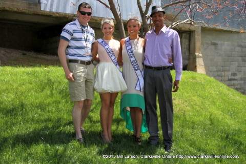 Miss River Teen Hope Parker (left) and Miss River Queen Sarah Gross (right), along with their B.O.S.S. Program escorts  Jaron Eaton (right) and  Dalton Cavanagh (left)