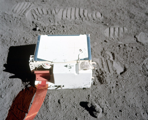 The Lunar Atmospheric Composition Experiment (LACE) deployment during the Apollo 17 mission. (Image credit: NASA)