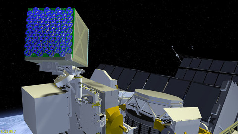 This artist’s rendition shows the NICER/SEXTANT payload that NASA recently selected as its next Explorer Mission of Opportunity. The 56-telescope payload will fly on the International Space Station. (Credit: NASA)