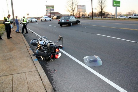 1987 Chevy Nova turned in front of an oncoming 2008 Harley Motorcycle on Madison Street. (Photo by CPD-Jim Knoll)