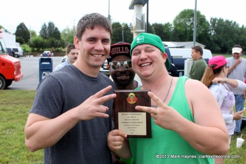 Casey Gunter (left) and Mitchell Ellis (right) came in 2nd Place in the Palmyra Volunteer Fire Department Cornhole Tournament.