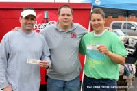 Jimmy McGuffin (left) and Gary Ferguson (right) came in second place in the second Cornhole Tournament. They won sounds tickets courtesy of ClarksvilleOnline and ClarksvilleSportsNetwork. Palmyra Volunteer Fire’s Jason Smith (center).