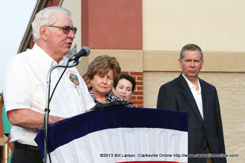 Emcee Gary Ezell addresses attendants at the Candle Light Vigil.