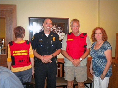 (L to R) Grace Linder, Capt. Rick Stalder, Irving Tillman and President Kaye Jones.