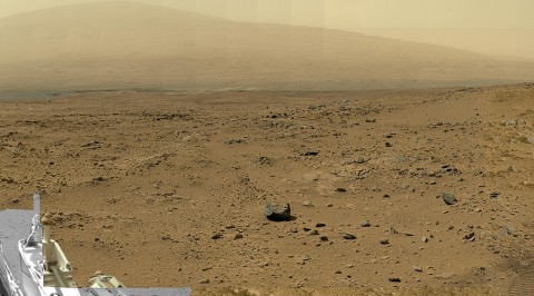 This is a reduced version of panorama from NASA's Mars rover Curiosity with 1.3 billion pixels in the full-resolution version. It shows Curiosity at the "Rocknest" site where the rover scooped up samples of windblown dust and sand. Curiosity used three cameras to take the component images on several different days between October 5th and November 16th, 2012. (Image credit: NASA/JPL-Caltech/MSSS)