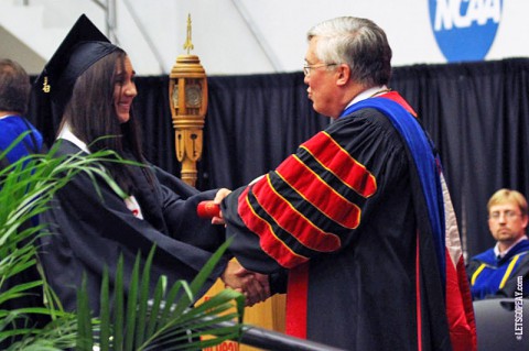 Jocelyn Murdoch, seen here receiving her degree in May, was one of 19 APSU student-athletes to receive the OVC Academic Medal of Honor. (Courtesy: Brittney Sparn/APSU Sports Information)