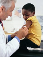 A preschooler getting a shot A preschooler getting a shot