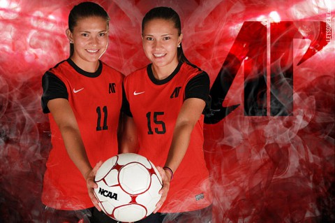 Austin Peay Women Soccer's Natalia Ariza (l) and Tatiana Ariza (r). (Brittney Sparn - APSU Sports Information)