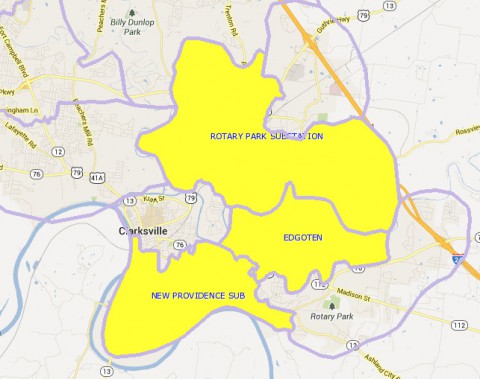 Approximately 3000 customers without power in the effected areas.