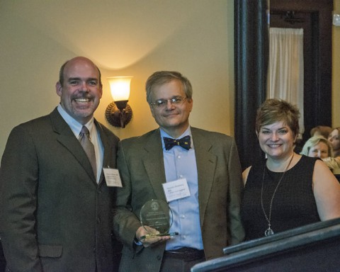 The Tennessee Chapter of the American Academy of Pediatrics Dr. Allen Coffman and TNAPP Vice President Dr. Shelley Fiscus pose with one of the 2013 TNAAP Lifetime Achievement honorees and Blanchfield Army Community Hospital director of the Child and Family Assistance Center Dr. Quentin Humberd Sept. 13 following the banquet in Nashville honoring 2013 Lifetime Achievement awardees.