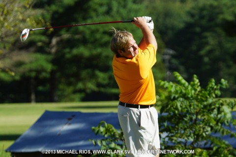 Brian Balthrop tees off at Swan Lake Golf Course.