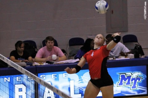 Freshman Sammie Ebright was named to the Memphis all-tournament team, Saturday, after Austin Peay fell to Memphis in its tournament finale. (Brittney Sparn - APSU Sports Information)