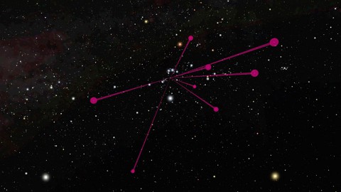 The locations of brown dwarfs discovered by NASA's Wide-field Infrared Survey Explorer, or WISE, and mapped by NASA's Spitzer Space Telescope, are shown in this diagram. The view is from a vantage point about 100 light-years away from the sun, looking back toward the constellation Orion. (Image credit: NASA/JPL-Caltech)