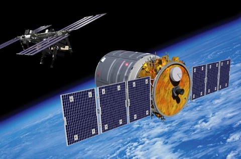 Artist rendering of Cygnus spacecraft approaching the International Space Station. (Courtesy of Orbital Sciences Corporation)