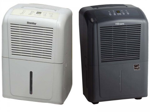 (L) Danby dehumidifier model DDR3011 and (R) Premiere dehumidifier model DDR65CHP are two of the models in this recall. 