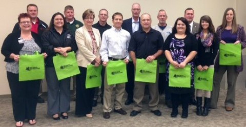 Pictured from left to right are: Back Row: Eric Sims, Trane; Martin Pierce, Montgomery County Sheriff’s Department; Phil Harpel; Danny Roberts, Jenkins and Wynne; Sheriff John Fuson; Catherine Meeks, Sango Pharmacy. Front Row: Lois Jones, Miller-Motte Technical College; Amanda Wilson, North Central Institute; Cathy Hayes, Premier Medical Group; Earl Bradley IV, OEM Tube Assemblies; Rocky Papachek, Clarkville Country Club; Kristen Anthony, Daymar Institute and Emily Joiner, Jenkins and Wynne. Not pictured: Carol Montee, Clarksville Dental Center; Barbara Harper, Linda Turner, Seth Roberts and Scott Bagwell, CEMC.