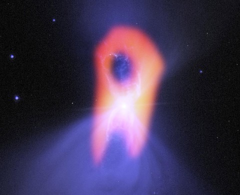 The Boomerang nebula, called the "coldest place in the universe," reveals its true shape to the Atacama Large Millimeter/submillimeter Array (ALMA) telescope. (NRAO/AUI/NSF/NASA/STScI/JPL-Caltech)