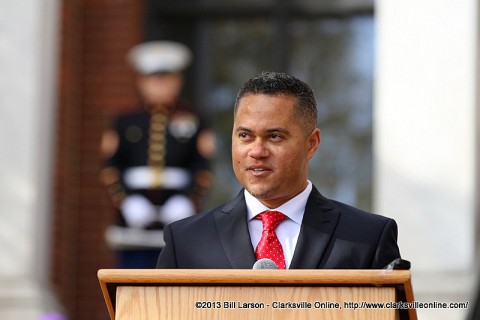 Frank Mir, the Director of the Montgomery County Veterans Service Organization giving his remarks