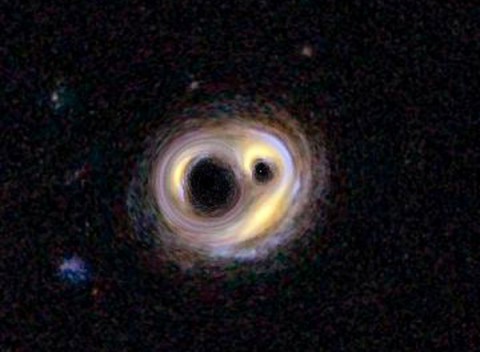 Galaxy warping occurs naturally in nature in a phenomenon called strong gravitational lensing. The gravity of matter in front of a more distant galaxy, either dark or normal matter, bends and twists the galaxy's light, resulting in wacky shapes and sometimes multiple versions of the same galaxy. It's like seeing a galaxy in a funhouse mirror. Scientists use these natural lenses to make maps of dark matter, an invisible substance permeating our cosmos. Galaxy warping occurs naturally in nature in a phenomenon called strong gravitational lensing. The gravity of matter in front of a more distant galaxy, either dark or normal matter, bends and twists the galaxy's light, resulting in wacky shapes and sometimes multiple versions of the same galaxy. It's like seeing a galaxy in a funhouse mirror. Scientists use these natural lenses to make maps of dark matter, an invisible substance permeating our cosmos.