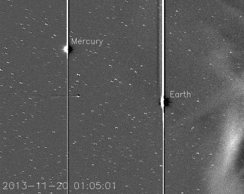 The Heliospheric Imager on NASA's STEREO-A spacecraft is tracking Comet ISON as it plunges toward the sun. In this movie, which spans a two day period from Nov. 20 to Nov. 22, 2013, the sun is off-screen to the right. Coincidentally, Comet Encke is present too.