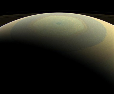 The globe of Saturn, seen here in natural color, is reminiscent of a holiday ornament in this wide-angle view from NASA's Cassini spacecraft. (NASA/JPL-Caltech/Space Science Institute)