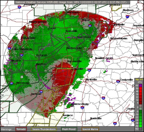 Storm Relative Motion Weather Radar Image. (NWS)