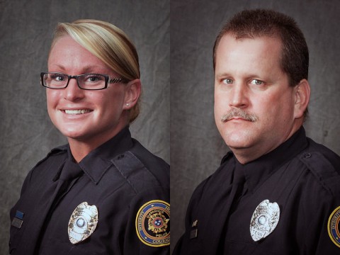 Clarksville Police Officer Heather Hill (left) and Officer Alex Koziol (right).