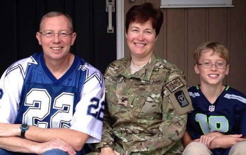 Dr. (Col.) John O'Brien poses for a photo a few months ago with his wife Karen and son Thomas, who is 11. Karen is now serving as a surgeon in Kabul, Afghanistan.