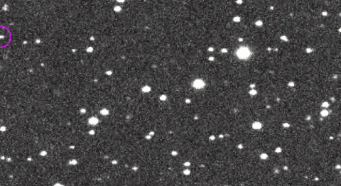 This animated GIF shows Asteroid 2014 AA, discovered by the NASA-sponsored Catalina Sky Survey on Jan. 1, 2014, as it moved across the sky. (CSS/LPL/UA)