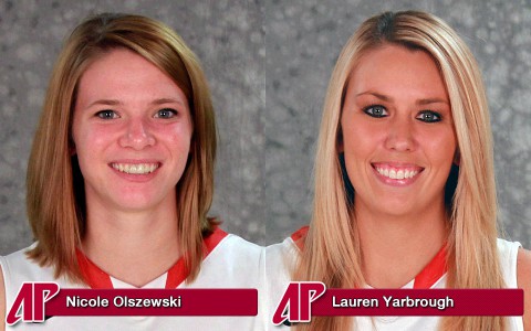 Austin Peay Women's Basketball seniors Nicole Olszewski and Lauren Yarbrough. Austin Peay Women's Basketball seniors Nicole Olszewski and Lauren Yarbrough.