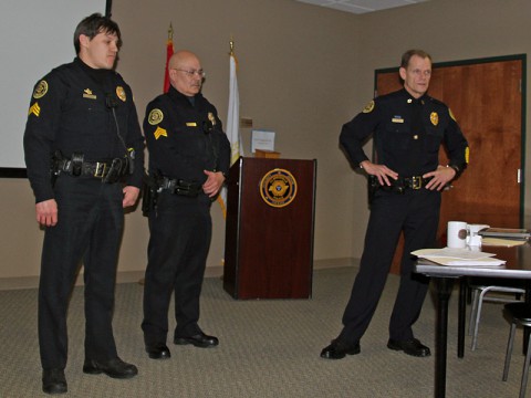 (left to right) Sergeant Javier Matiz, Sergeant David Galbraith, and Chief Al Ansley.