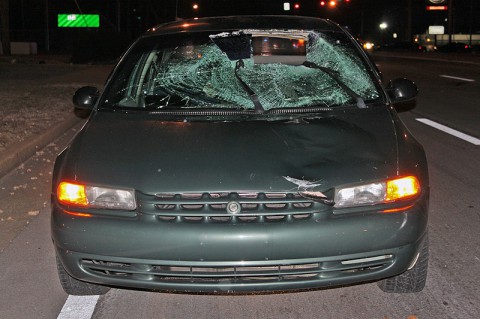 The 1995 Chrysler Cirrus that stuck a pedestrian on Fort Campbell Boulevard Friday.