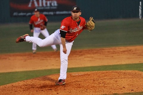 Starting Austin Peay Pitcher Alex Robles held Eastern Illinois to four runs in seven innings and batted in three runs of his own in Friday's loss.  (Brittney Sparn/APSU Sports Information)