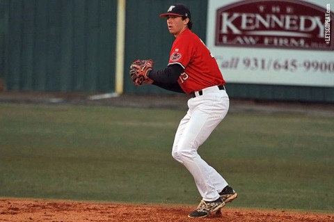 Shortstop Logan Gray hit a go-ahead grand slam in the Govs 12-7 win against Milwaukee, Sunday. (Brittney Sparn/APSU Sports Information)