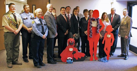 Montgomery County Sheriff's Office employees, The Silent Witness Project volunteers, Rep. John Tidwell, Senator Mark Green, Speaker of the House Beth Harwell, Rep. Curtis Johnson and Montgomery County Sheriff John Fuson at the Tennessee State Capitol.