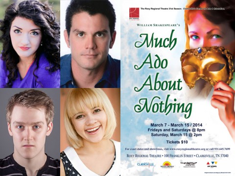 (Top L to R)Taylor Galvin, Brandon Beach, Michael Spaziani and Michelle Foletta star in the Roxy production of Shakespeare's "Much Ado About Nothing".