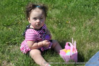 Little girl with her eggs after the hunt.