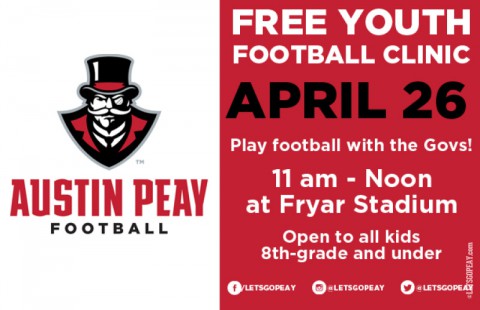 Austin Peay to hold Free Youth Football Clinic Saturday, April 26th. (APSU Sports Information)