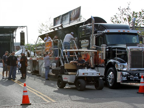 The Johnsonville Brats "World's Largest Touring Grill" sets up at Clarksville's Rivers and Spires Festival. (Bill Larson - ClarksvilleOnline.com)