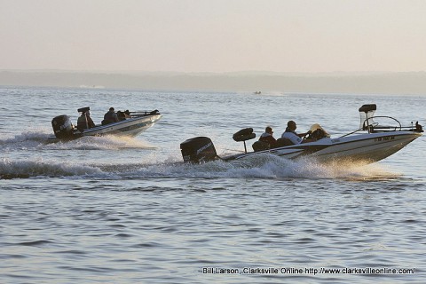 Boats heading out at the start of last years Governors Bass Tournament.